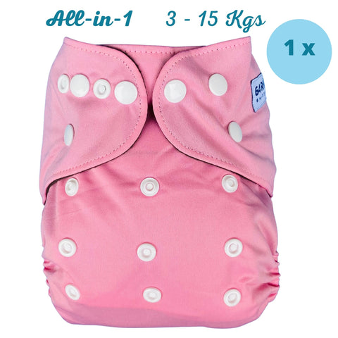 All-in-1 washable diaper pink (3-15 kgs)